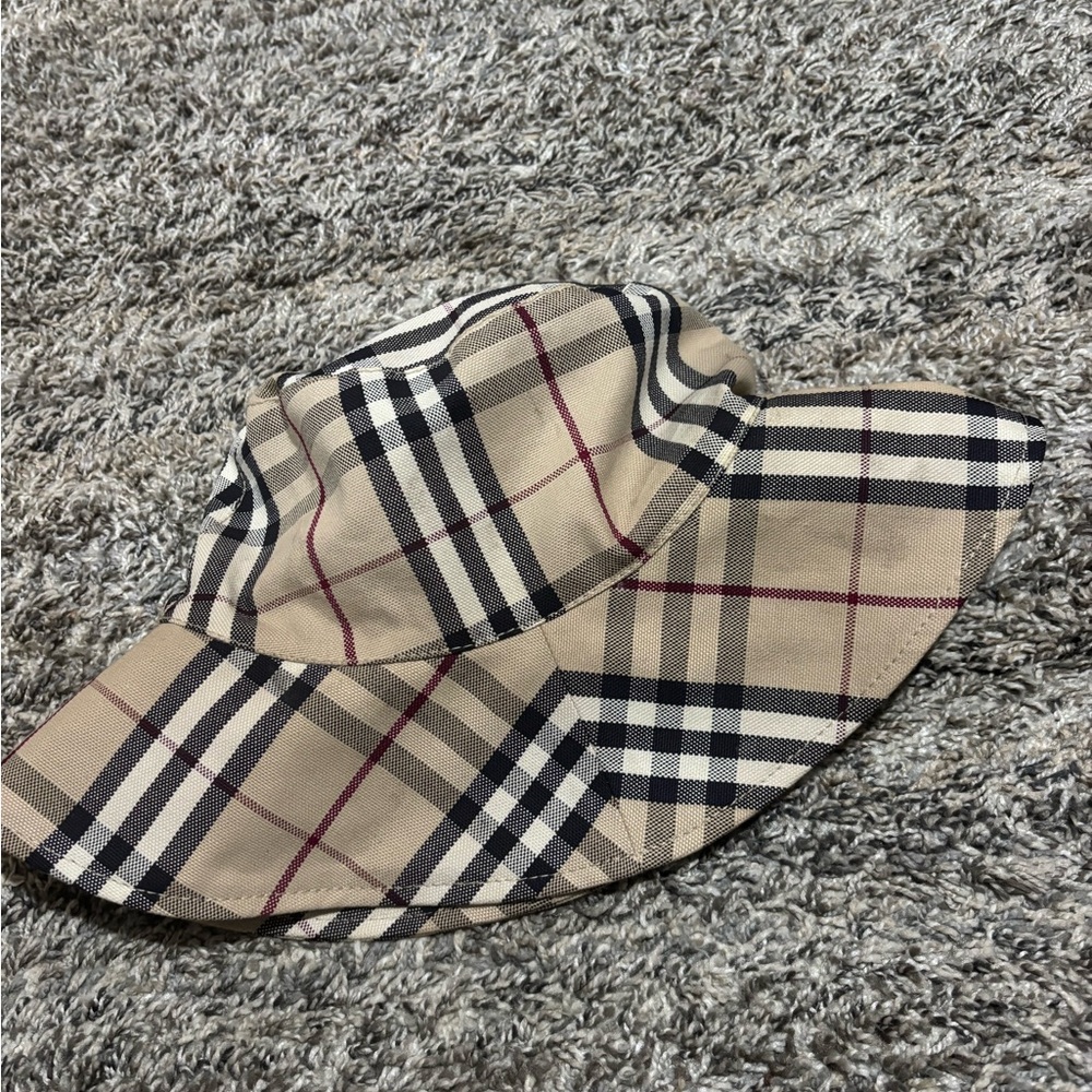 Burberry Beige and Black Checkered Hat